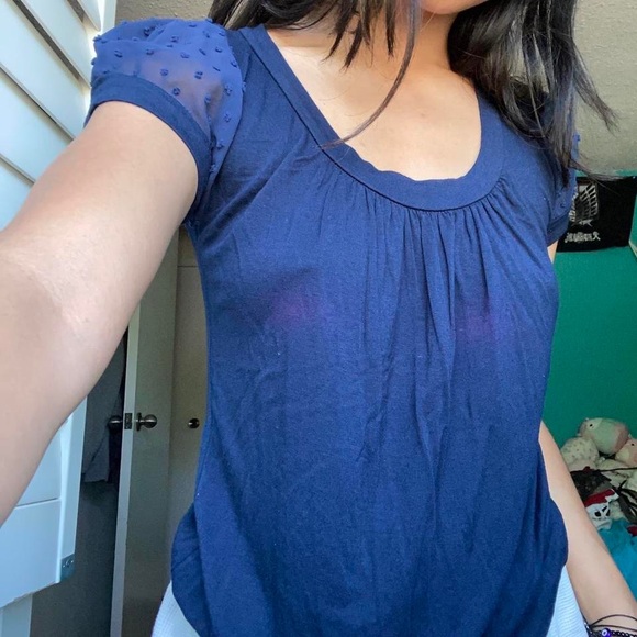 blue ballet style lace shirt - Picture 2 of 5